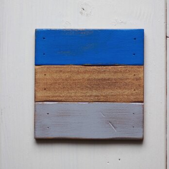 木製コースター No.008(ブルー ナチュラル グレー)の画像