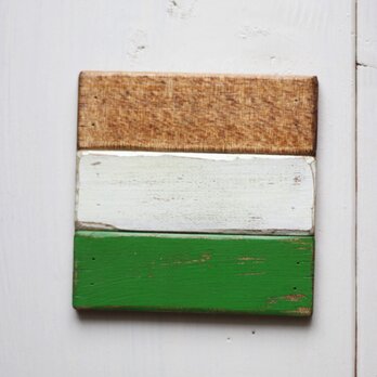 木製コースター No.012(ナチュラル ホワイト グリーン)の画像