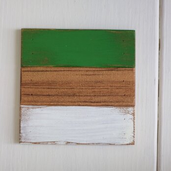木製コースター No.017(グリーン ナチュラル ホワイト)の画像