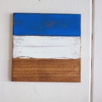 木製コースター No.019(ブルー ホワイト ナチュラル)の画像
