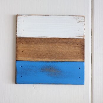 木製コースター No.020(ホワイト ナチュラル ブルー)の画像