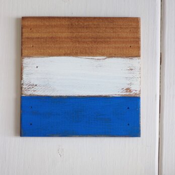 木製コースター No.023(ナチュラル ホワイト ブルー)の画像