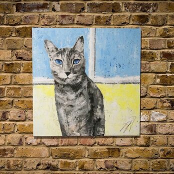 Rainy blue / 猫のスプレーアート作品。の画像