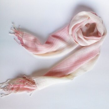 手織 コットンストール ピンク×生成グラデーション 巾30cmの画像