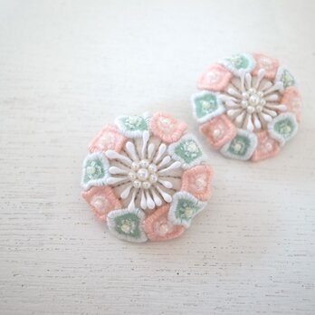flower earring(pink×green)