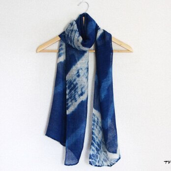 藍染絞りストール＊V字柄
