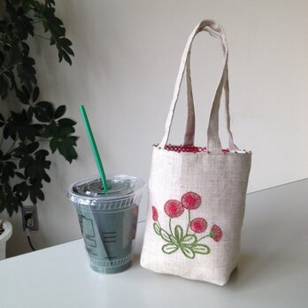 刺繍 カフェ　バッグ  デイジー