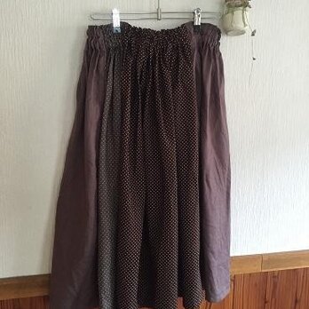 リネン・コットン・Wガーゼをパッチしたスカート　M～Lの画像