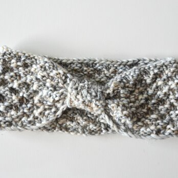 〇送料無料〇 ハンドメイド ニットヘアバンド  杢グレー