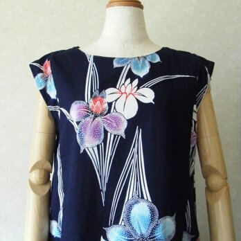 浴衣リメイクローウエストフレンチスリーブワンピ