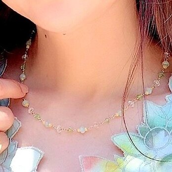 アクアマリン クールストーンネックレス Aquamarine Cool stone necklace N0010の画像