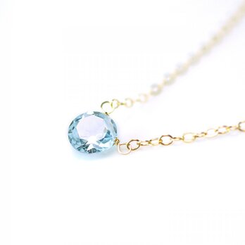 スカイブルートパーズの一粒ネックレス☆14KGF