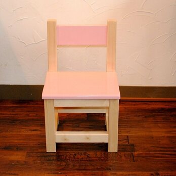 ★小さいかわいいレトロ椅子★ピンク×ナチュラルカラーの画像
