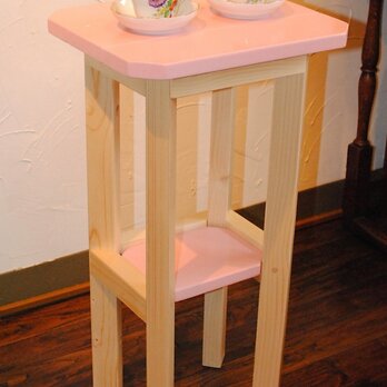 ★小さいカフェテーブル・花台★ピンク×ナチュラルカラーの画像