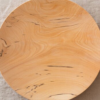 【木目選択可】ろくろ挽きの木皿　栃の木　24cmの画像