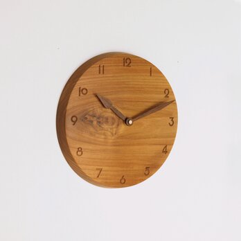 木製 掛け時計 丸型 チーク材23の画像