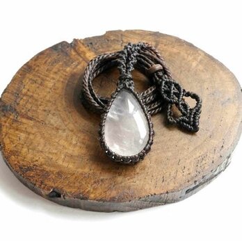 ローズクォーツ/マクラメネックレス 437