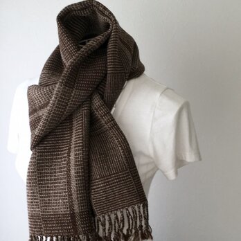 【ウール：秋冬】男女兼用：手織りマフラー "Brown Mix"