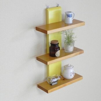 壁掛け3段　Ｔ型シェルフ　（ライトオーク）