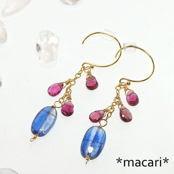 カイヤナイトとトルマリンのピアス
