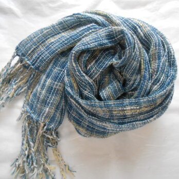 手織りストール（藍）