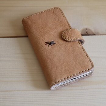 栃木レザー 手縫いの手帳タイプスマホケース（iPhone6plus）