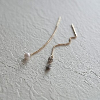 Natural diamond＆Akoya pierce K18