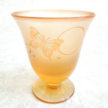 可愛いオレンジのグラス　- 蝶々とサークル -の画像