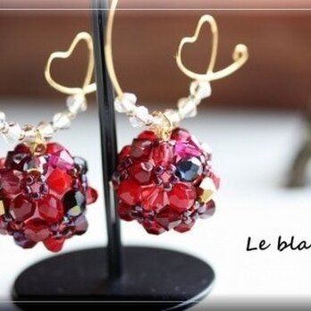 クリスタルボールフープピアス(garnet)