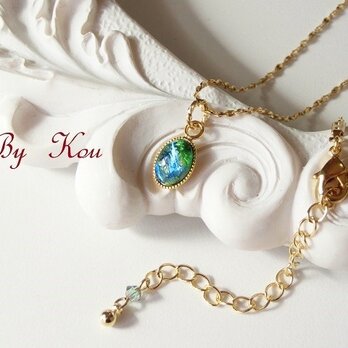 *。・小さな＊green opal・。Vネックレス。の画像