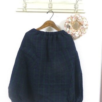 ブラックウォッチ柄リネン100％バルーンスカート