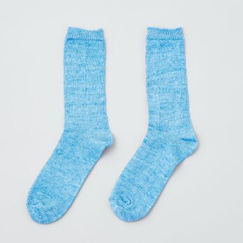 リネンニットのソックス（スカイブルー）レディース