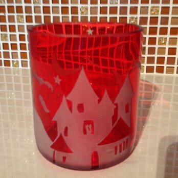 ハロウィンナイトグラス2015ー窓に小さな猫version 赤の画像