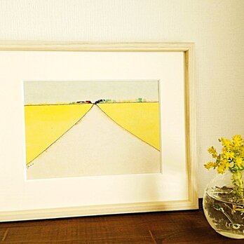 【受注制作】原画「春風」※木製額縁入り（八つ切りサイズ）水彩・イラスト・風景画・春・送料無料