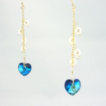 K14GF Swarovski Bermuda blue pierced earringの画像