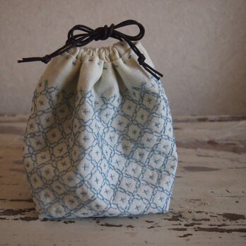 刺し子巾着【十字花刺し】