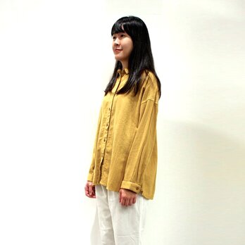 [ボタニカルダイ] タマネギ染 ソフトな綿麻ゆったりシャツ 8514-01014-60