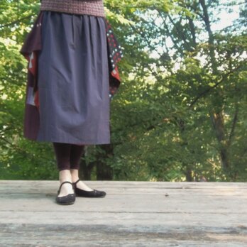 銘仙×播州織 バタフライスカート＜八月の紫A＞BS001の画像