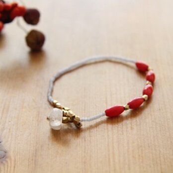 【再入荷】Bracelet en perles corailaux（サンゴとムーンストーン）の画像