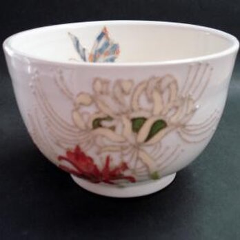 花の器　抹茶碗　ヒガンバナ　紅白の画像