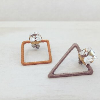 □▽pierceearring/キャメル×グレー