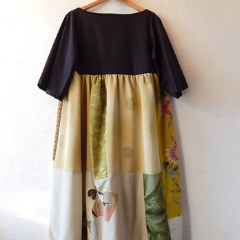 ノスタルジック着物ワンピース　ライトグリーン