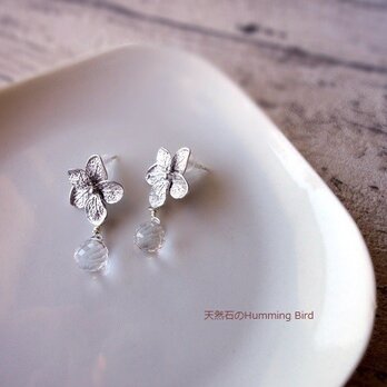 天然石のピアス◆水晶◆Botanical　A