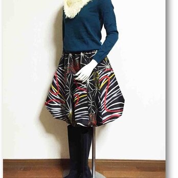 ツイストバルーンスカート9　着物リメイクの画像
