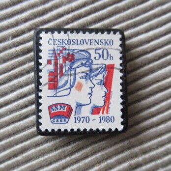 アップサイクル　チェコスロバキア　切手ブローチ192の画像