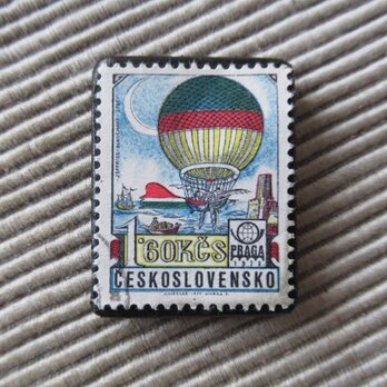 アップサイクル　チェコスロバキア　切手ブローチ194の画像