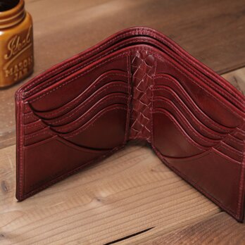 BASICウォレット＜RED＞ カードタイプ  ラッピング無料  二つ折り財布の画像