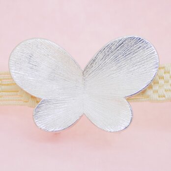 銀細工帯留 シンプルなちょうちょ【送料無料です】　