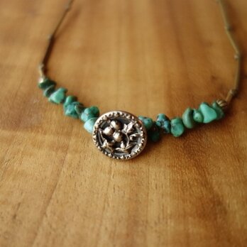 ＊古ボタンとターコイズdeネックレス