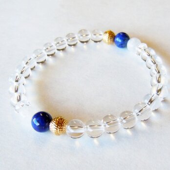 ラピスラズリとムーンストーン、水晶のブレスレット